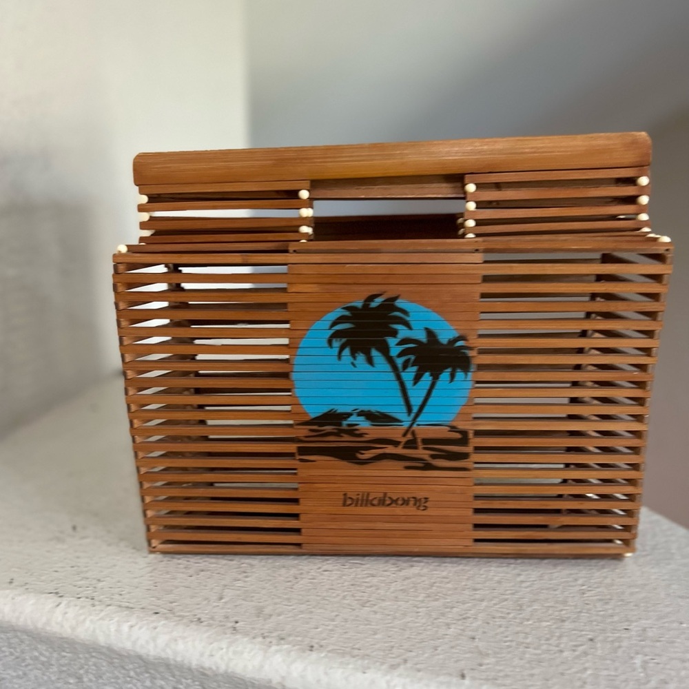 Billabong Wood Slat Tote Bag See Through Beach Bag Carryall